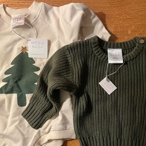 Mebie Baby Holiday Romper and Knit Sweater 3-6 months